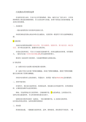 污泥脱水药剂的选择.docx