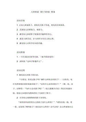 幼儿园大班探索《影子游戏》教案.docx