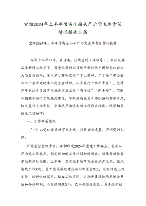 党组2024年上半年落实全面从严治党主体责任情况报告二篇.docx
