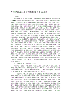 在市局新任科级干部集体谈话上的讲话.docx