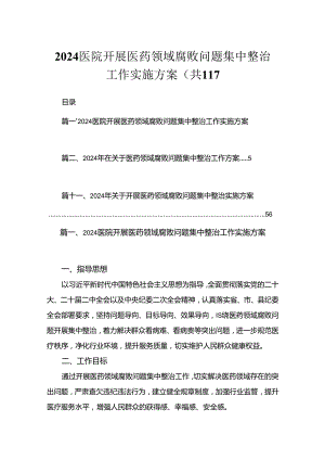 2024医院开展医药领域腐败问题集中整治工作实施方案【11篇】.docx