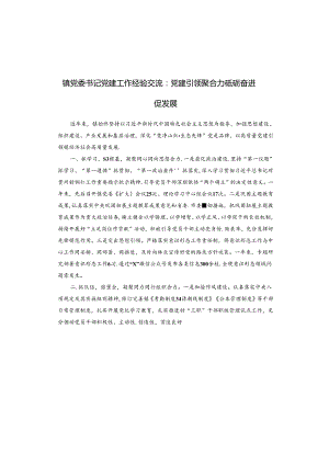 镇党委书记党建工作经验交流：党建引领聚合力 砥砺奋进促发展.docx