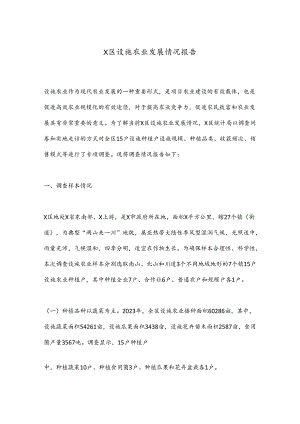 X区设施农业发展情况报告.docx