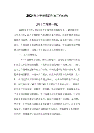 （12篇）2024年上半年意识形态工作总结.docx