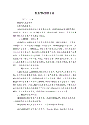 检查情况报告十篇.docx