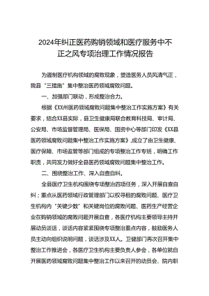 医院关于2024年纠正医药购销领域和医疗服务中不正之风专项治理工作总结1九篇.docx