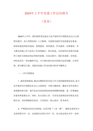 2024 年上半年党建工作总结报告.docx
