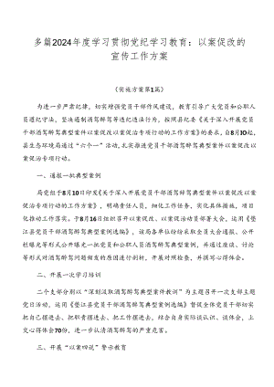 多篇2024年度学习贯彻党纪学习教育：以案促改的宣传工作方案.docx