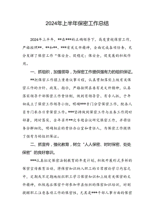 2024年上半年单位保密工作总结.docx