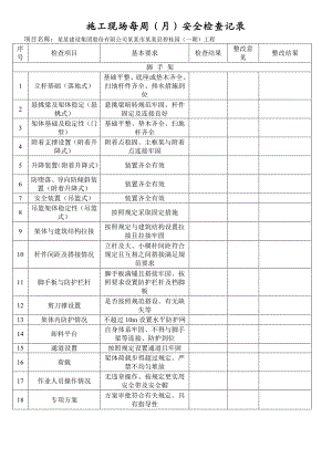 施工现场每周(月)安全检查记录.doc