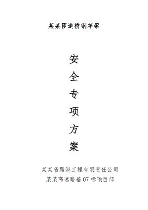望瞳互通匝道桥钢箱梁安全专项施工方案.doc