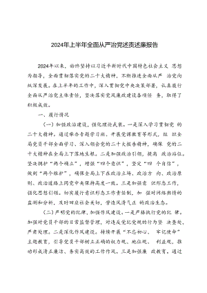 2篇 2024年上半年全面从严治党述责述廉报告.docx