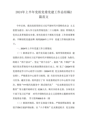 2024年上半年党组党委党建工作总结稿2篇范文.docx