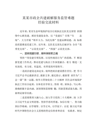 某某市政企共建破解服务监管难题经验交流材料.docx