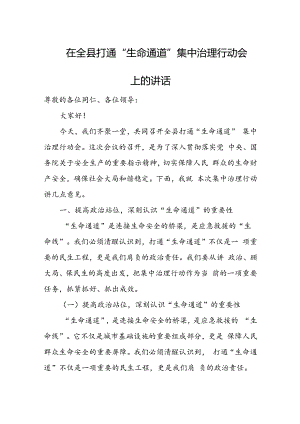 在全县打通“生命通道”集中治理行动会上的讲话.docx