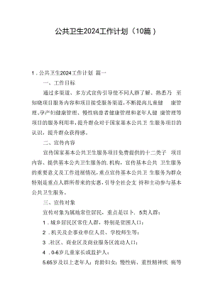 公共卫生2024工作计划（10篇）.docx
