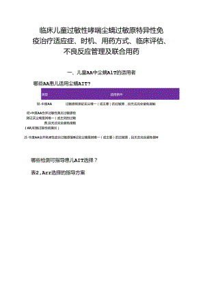 临床儿童过敏性哮喘尘螨过敏原特异性免疫治疗适应症、时机、用药方式、临床评估、不良反应管理及联合用药.docx