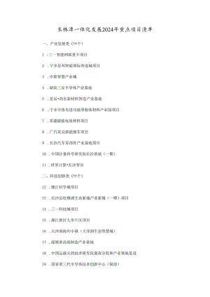 长株潭一体化发展2024年重点项目清单.docx