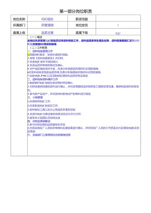 IQC组长岗位职责说明书.docx
