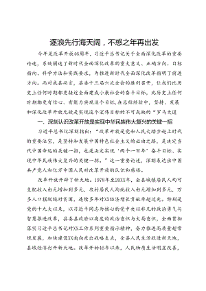 全面深化改革研讨发言：逐浪先行海天阔,不惑之年再出发.docx