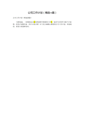 公司工作计划(精选15篇).docx