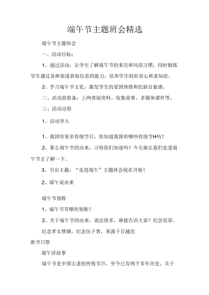 端午节主题班会精选.docx