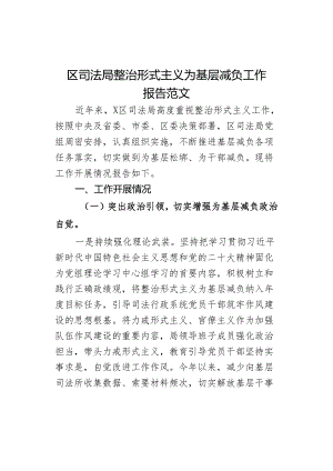 区司法单位整治形式主义为基层减负工作报告总结汇报局.docx