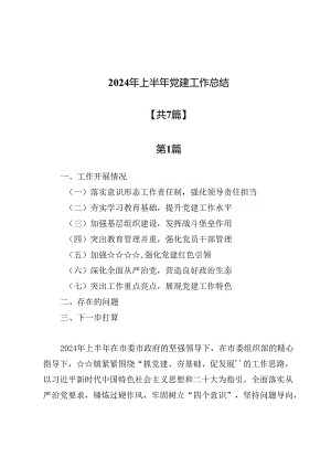 2024年上半年党建工作总结7篇.docx