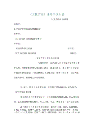 《文化苦旅》课外书读后感.docx