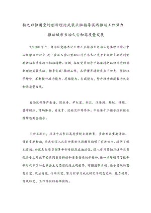 持之以恒用党的创新理论武装头脑指导实践推动工作 努力推动城市长治久安和高质量发展.docx