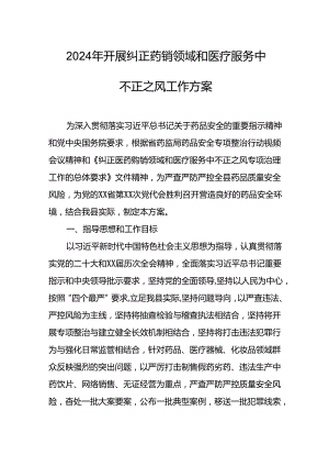 2024年医院开展纠正药销领域和医疗服务中不正之风工作方案合计5份.docx
