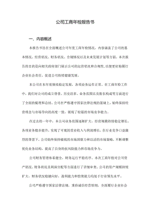 公司工商年检报告书.docx