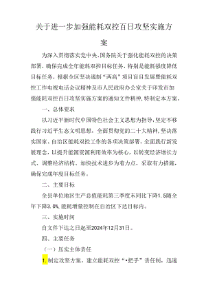 关于进一步加强能耗双控百日攻坚实施方案.docx