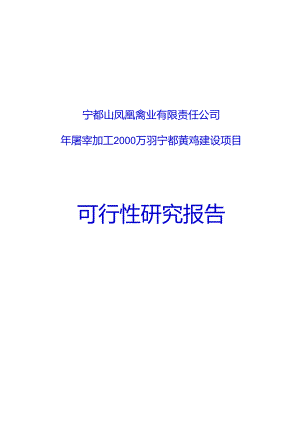 年屠宰加工2000万羽宁都黄鸡建设项目可行性研究报告.docx