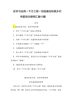 心得体会：学习运用“千万工程”经验建设和美乡村专题培训感悟（10篇）.docx