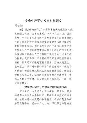安全生产研讨发言材料心得体会.docx