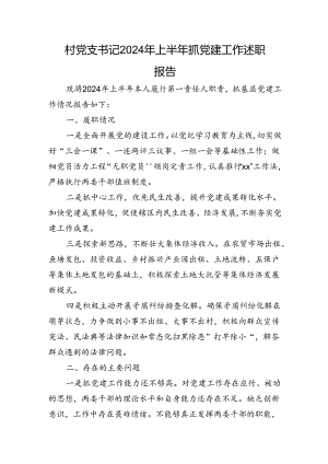 村党支书记2024年上半年抓党建工作述职报告.docx