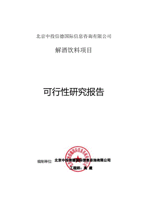 解酒饮料项目可行性研究报告编写格式说明(模板套用型文档).docx