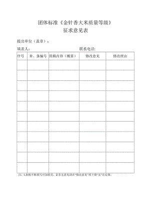 3. 团体标准《金针香大米质量等级》征求意见表.docx