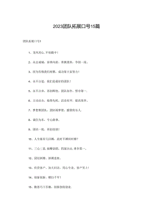 2023团队拓展口号15篇.docx