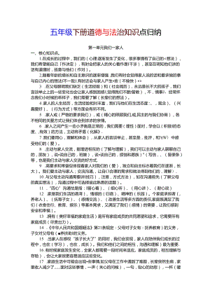 部编版五年级道德与法治下册期末复习知识点总结.docx