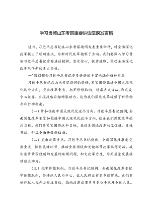 3篇 2024年学习贯彻山东考察重要讲话座谈发言稿.docx