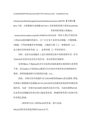 RNA干扰技术抑制人内皮细胞非肌肉肌球蛋白重链ⅡA（MYH9）表达的研究.docx