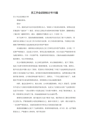员工开会迟到检讨书15篇.docx