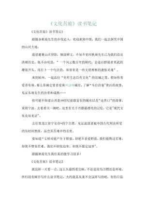 《文化苦旅》读书笔记.docx