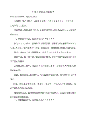 乡镇人大代表述职报告.docx