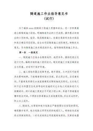 公路隧道施工作业指导意见书.doc