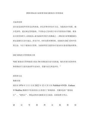 2024国际尿石症联盟(IAU)鹿角结石管理指南.docx