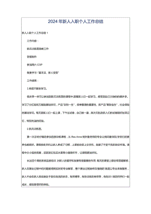 2024年新人入职个人工作总结.docx