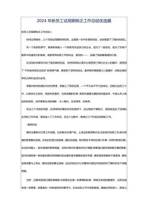 2024年新员工试用期转正工作总结优选篇.docx